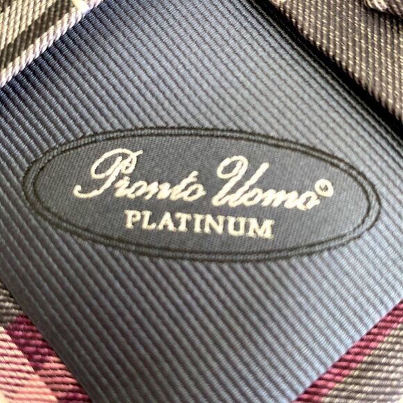 ProntoUomo platinum Mens wearhouse mauve pink white gray plaid Xlong - Picture 5 of 7
